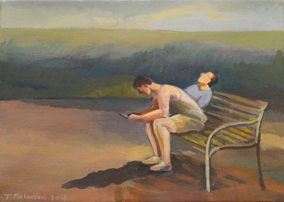 Artist Terry Matassoni - Paintings - Two friends in the sun